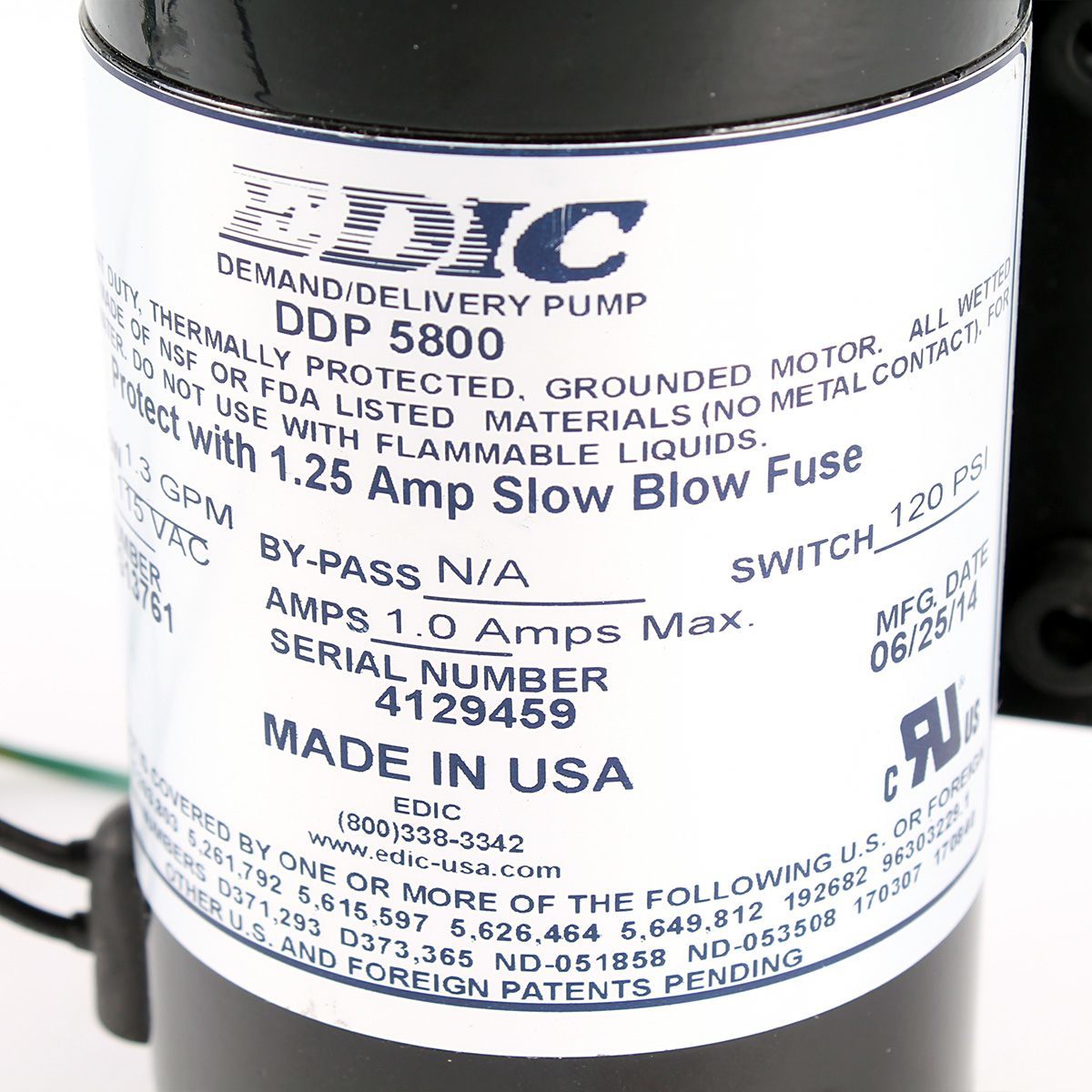 100 PSI Aquatec On-Demand Pump (#G13761) for EDIC Carpet Extractors