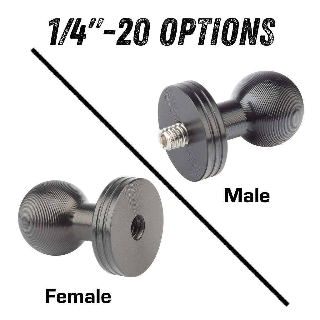 1/4-20 Aluminum Camera Adapter with Integrated 20mm Ball