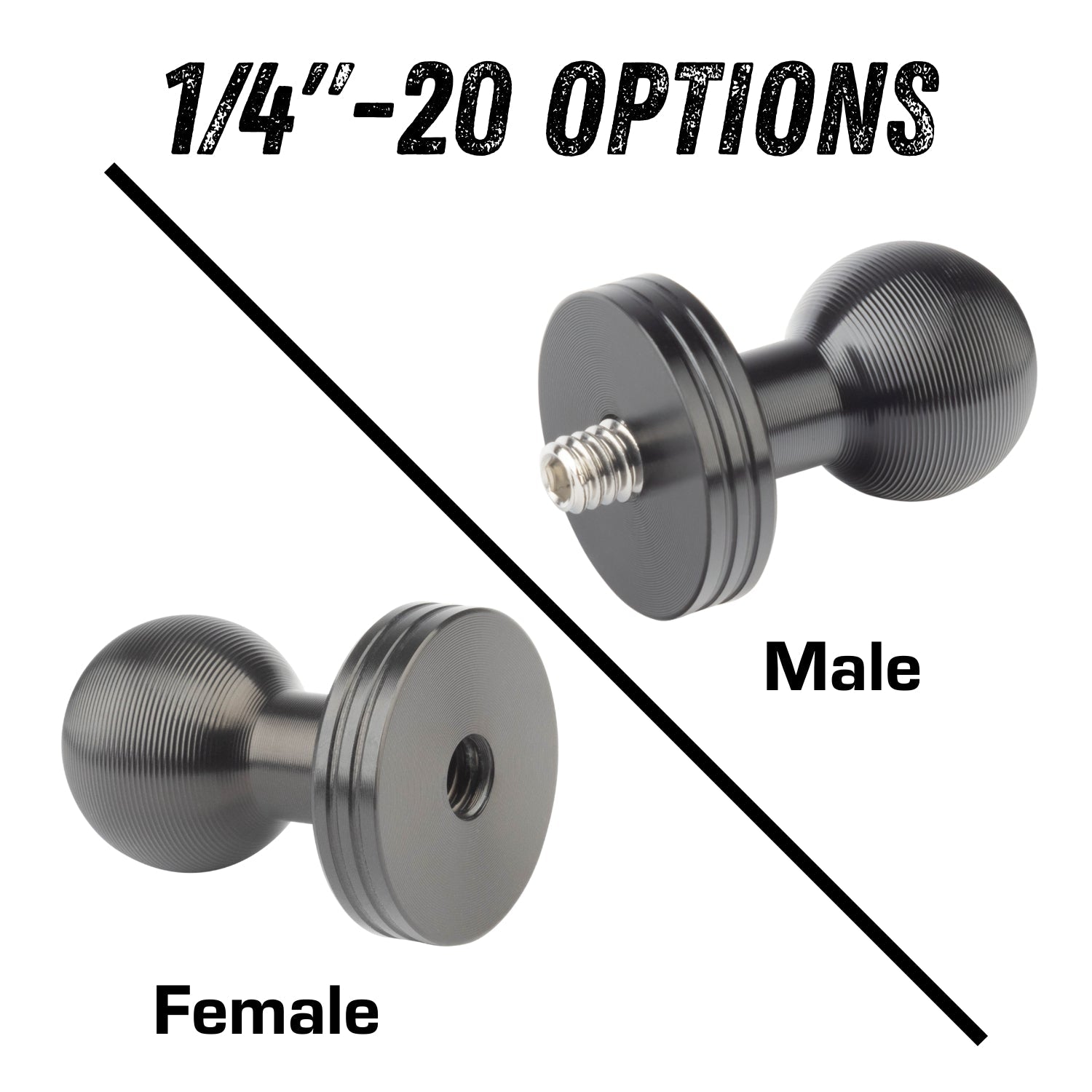 1/4-20 Aluminum Camera Adapter with Integrated 20mm Ball