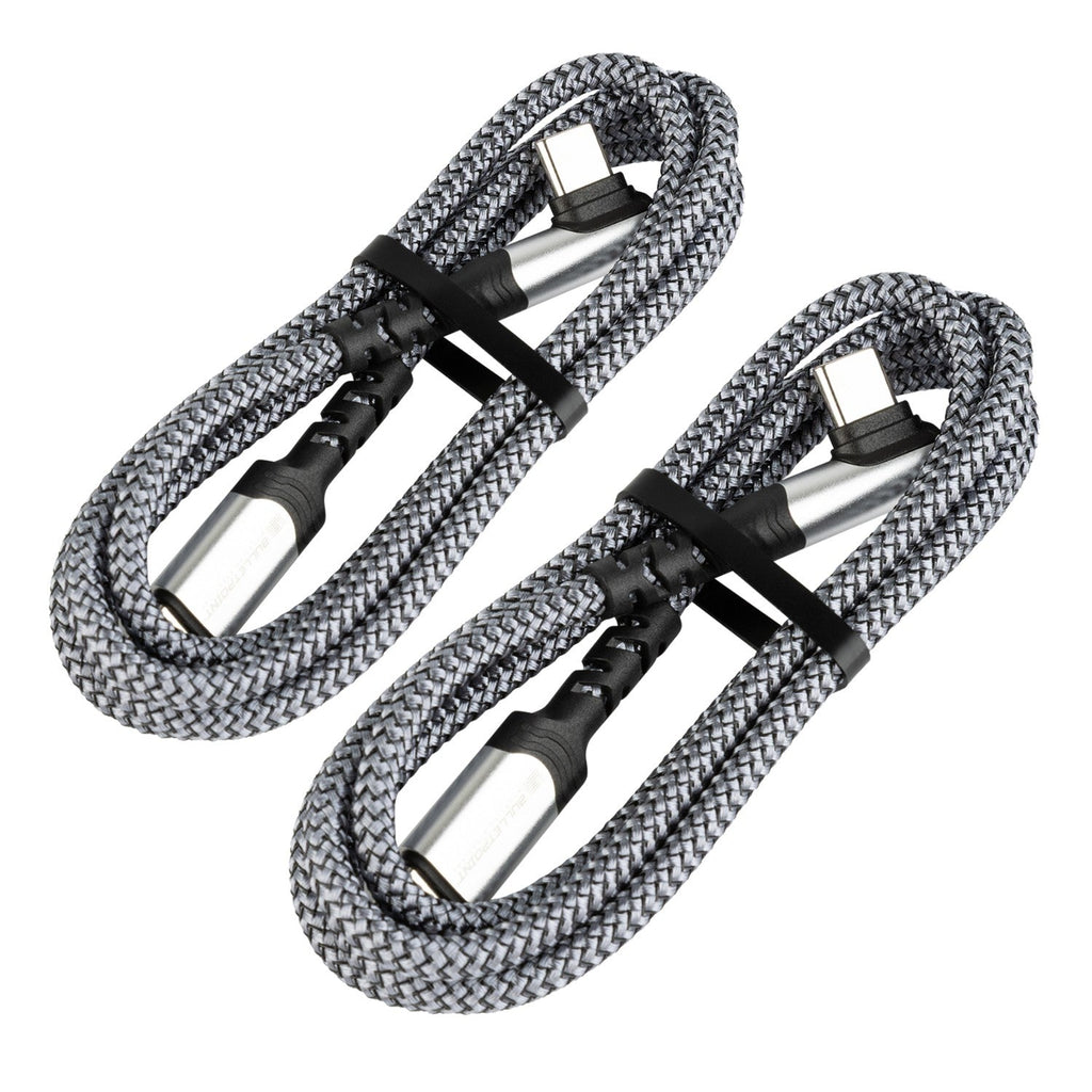 Nylon Braided USB-C Charging Cable with Right-Angle Port 3.3 Feet / 1 Meter - Multiple Colors