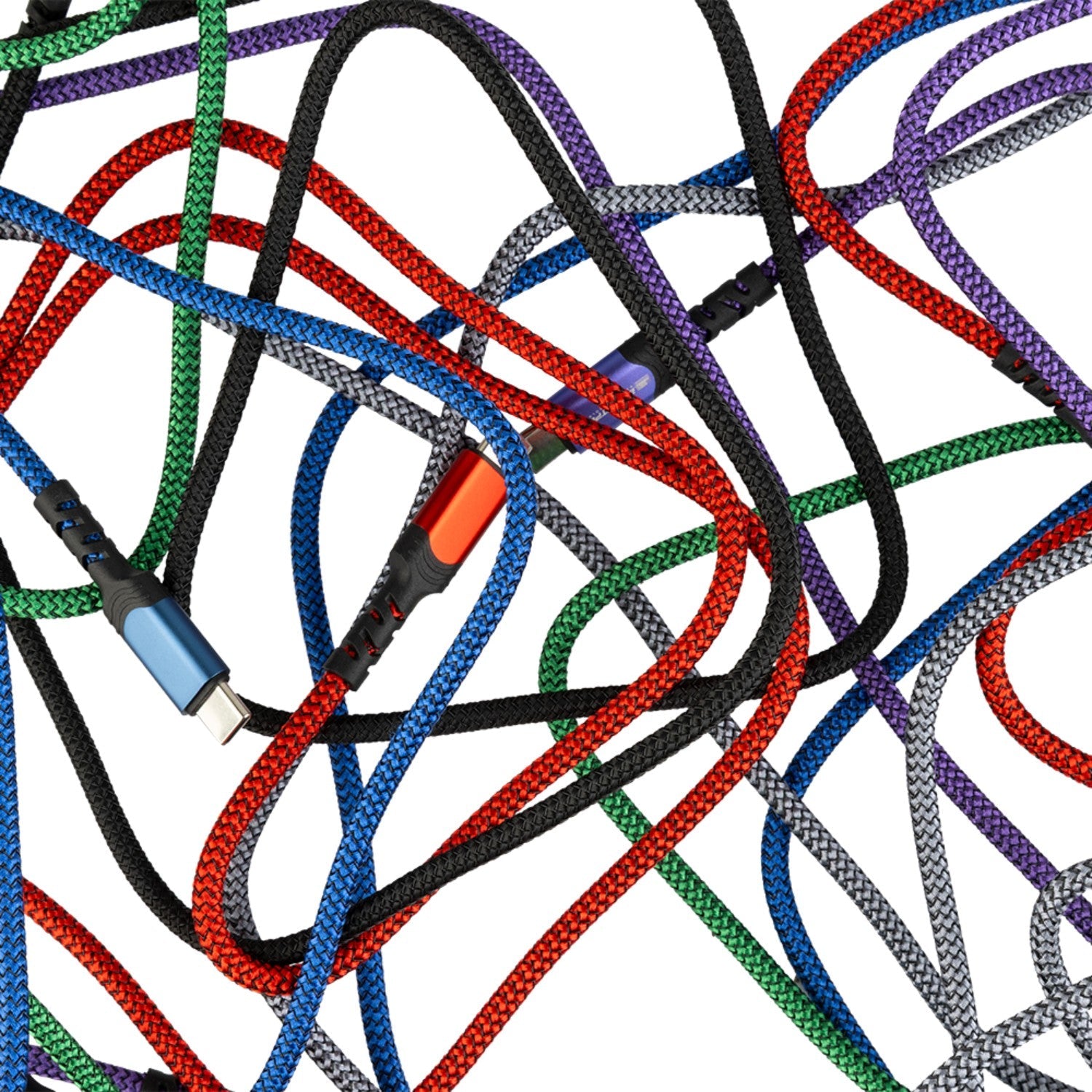 Nylon Braided USB-C Charging Cable with Right-Angle Port 3.3 Feet / 1 Meter - Multiple Colors