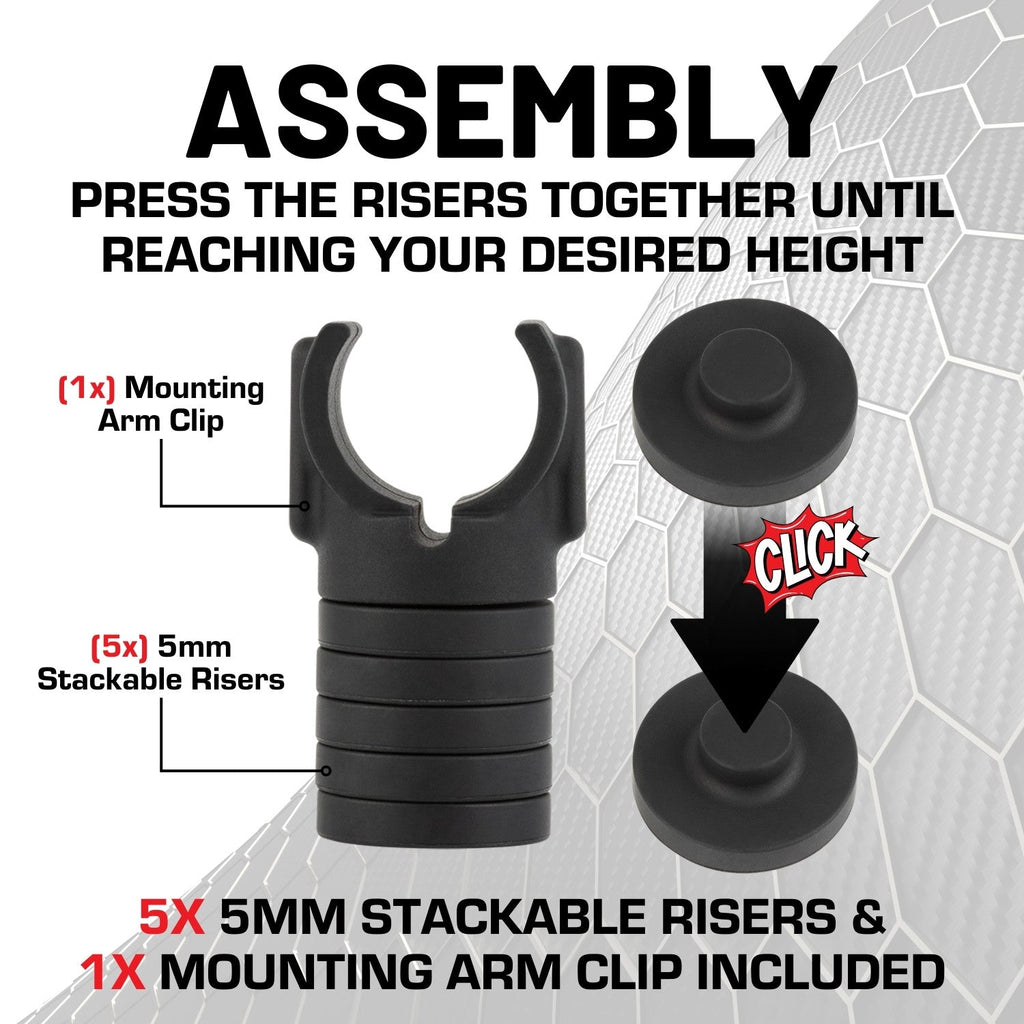 Height-Adjustable Mounting Arm Support Add-On with Charging Cable Channel