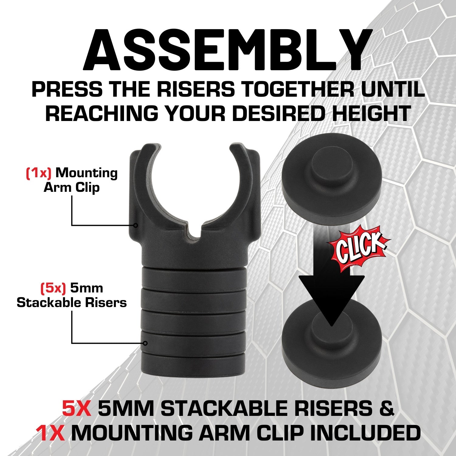 Height-Adjustable Mounting Arm Support Add-On with Charging Cable Channel