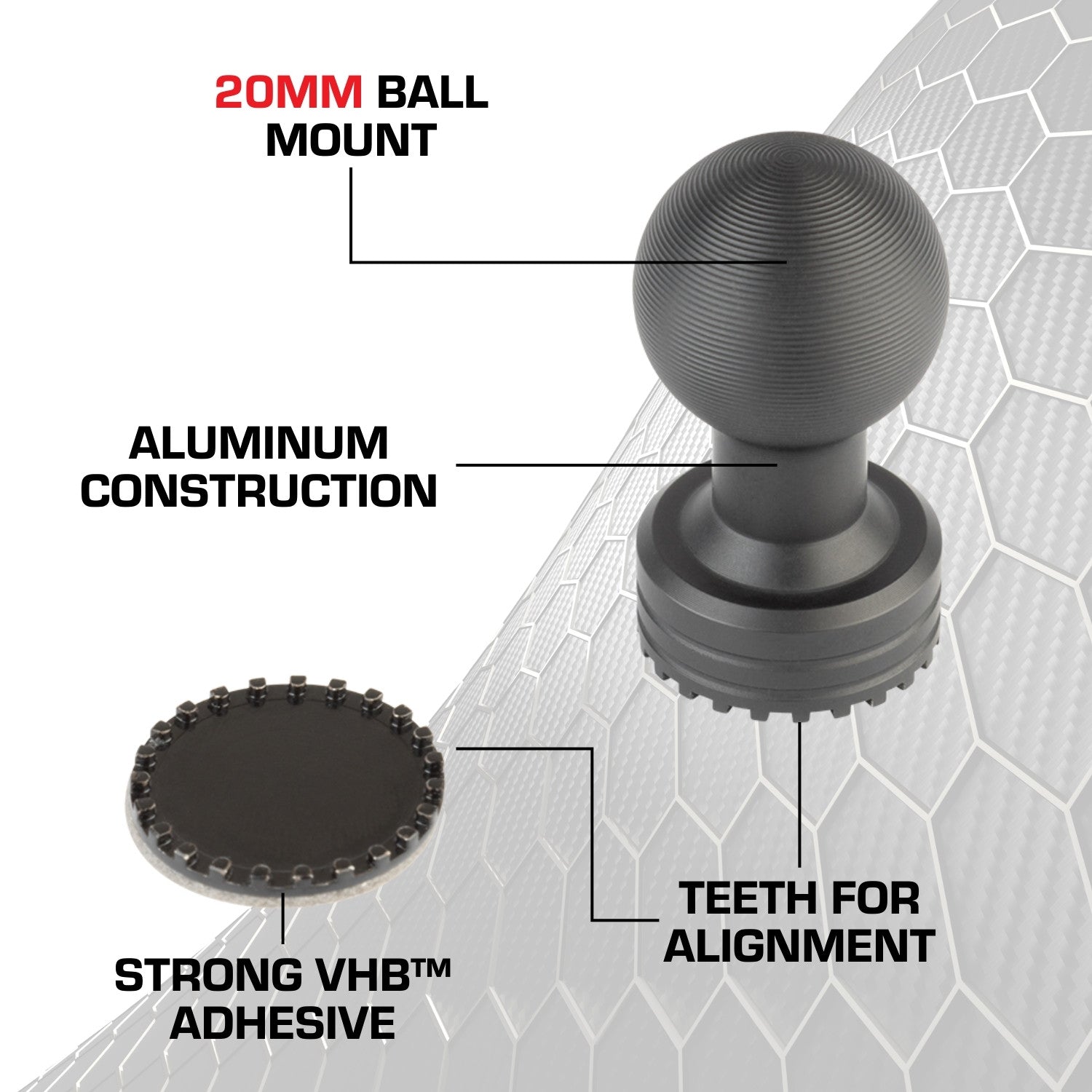 Magnetic Dash Camera Adapter with 20mm Ball Mount