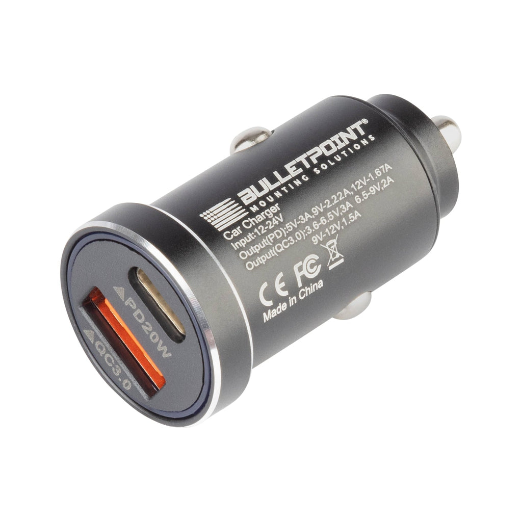 12V Cigarette Lighter Dual Socket USB-C + USB QC 3.0 Power Adapter