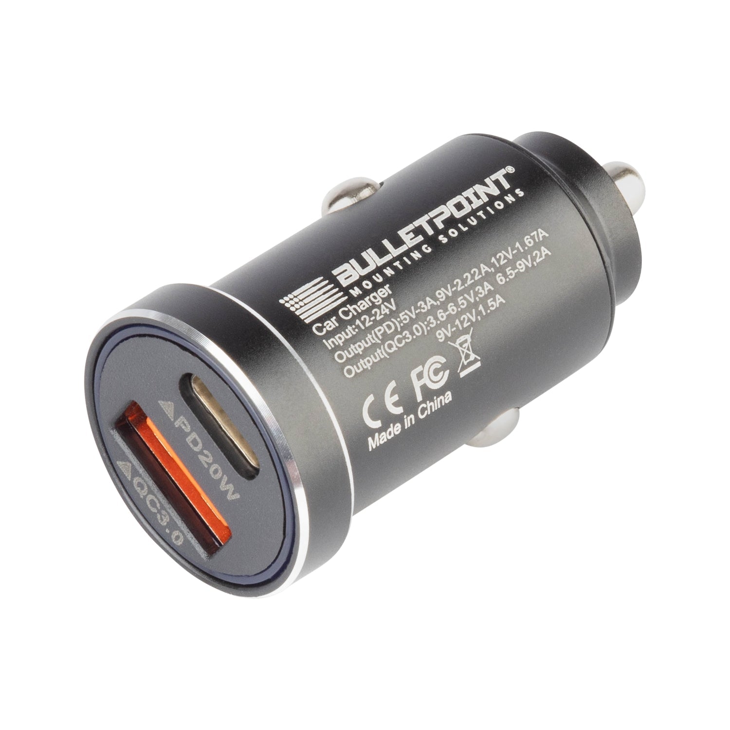 12V Cigarette Lighter Dual Socket USB-C + USB QC 3.0 Power Adapter