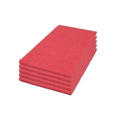 14 x 24 Red Rectangular Floor Scrubbing & Buffing Pads - Case of 5